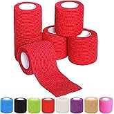 Erewa 6 Pack 2 Inches Self Adhesive Wrap Bandage Self Adherent Cohesive Bandage Tape Stretch Vet Wrap Breathable Athletic Tape for Sports, Wrist, Ankle(Red)