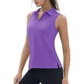 TACVASEN Womens Golf Shirts Sleeveless Racerback Polo Shirt UPF 50+ Zip Up Moisture Wicking Workout Tennis Athletic Tank Tops