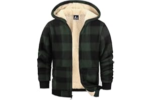 ZITY Boy Fleece Hoodie Winter Plaid Sherpa Fleece Lined Jacket Flannel Zip Coat Warm Hooded Sweatshirt Aged 6-15