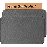 HUMIGA 2 Pack Stone Bath Mat, Diatomaceous Earth Shower Mat, Non-Slip Super Absorbent Quick Drying Bathroom Kitchen Floor Mat, 24x15, Grey
