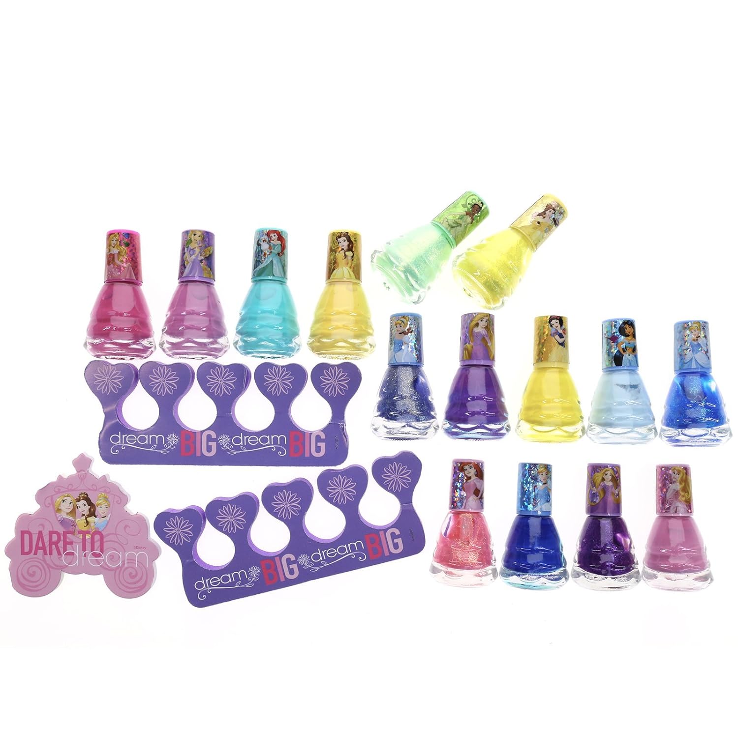 Townley Girl Disney Princess Non-Toxic Peel-Off Water-Based Natural Safe Quick Dry Nail Polish| Gift Toy Kit Set for Kids Toddlers Girls| Glittery and Opaque Colors| Ages 3+ (18 Pcs): Toys & Games