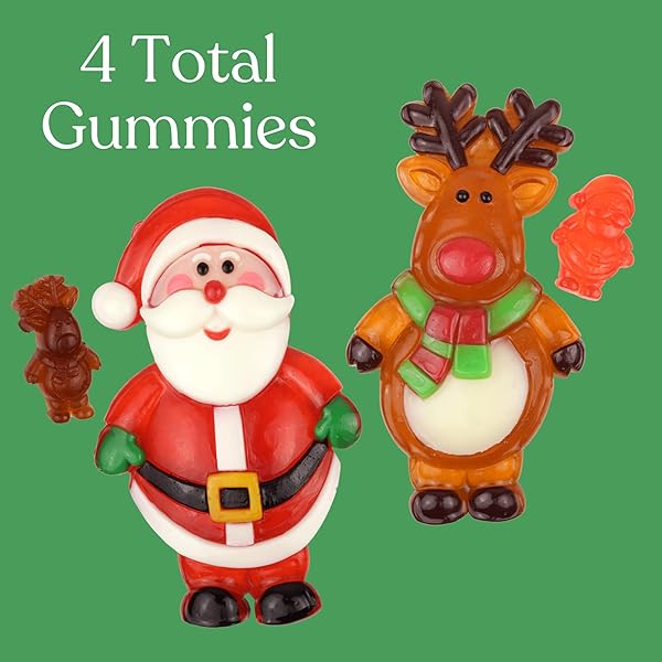 GALERIE JUMBO REINDEER AND SANTA CHRISTMAS GUMMIES, FRUIT PUNCH FLAVORED CANDY, STOCKING STUFFER GIFTS, 6 OUNCES EACH (SET OF 2)