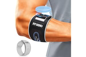 Fit Geno Elbow Brace for Tennis & Golfer's Elbow: Adjustable Elbow Strap for Tendonitis Pain Relief with Compression Pad - Support for Sports Men and Women - Forearm 10''-15.5'', 1 Pack