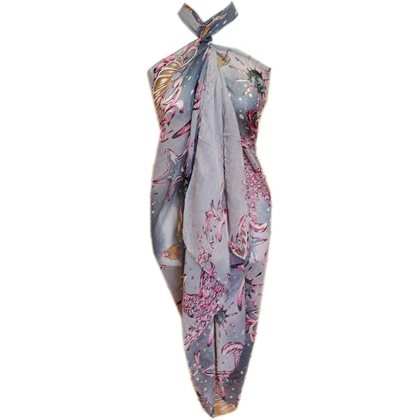 Scarf Trading Inc Floral Dragonfly Bird Pareo Sarong - 70x35 Inch Chiffon Beach Cover Up