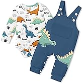 BAVADER Baby Boy Clothes Dinosaur Romper Adjustable Overalls Baby Boy's Clothing Infant Boy Clothes 2PCS Outfits Fall Winter