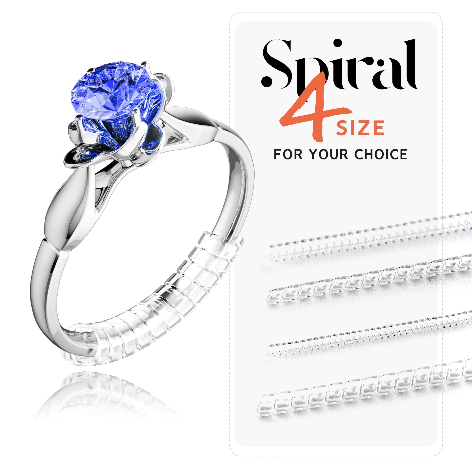 Ring Size Adjuster for Loose Rings,12 Pack-4 Sizes Invisible Transparent Silicone Guards Clip Jewelry Fitter Resizer,Fit Almost Any Ring for Women and Men