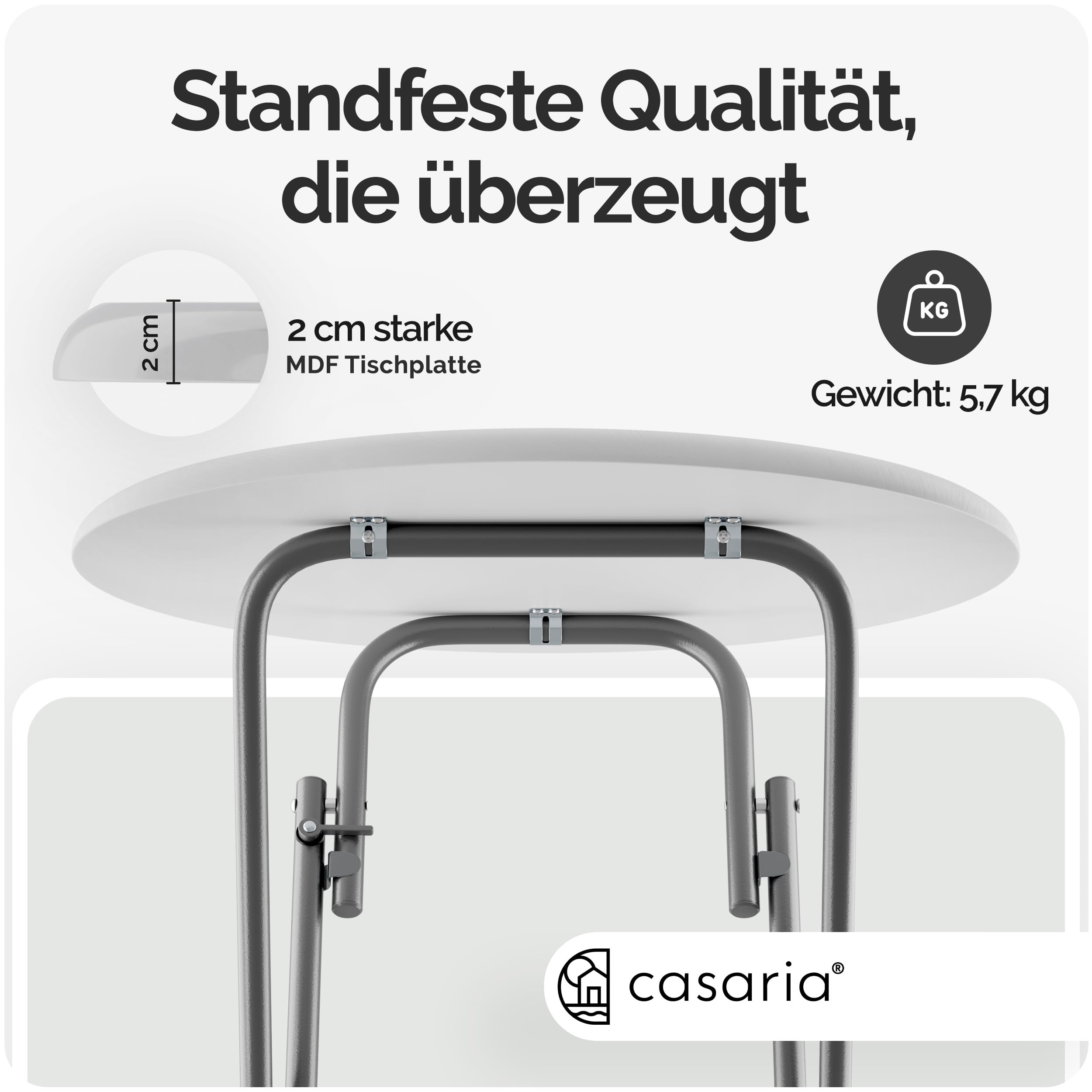 Casaria® Stehtisch Klappbar 110cm Hoch Rund Ø 60cm Outdoor Holz Stabil Garten Büffet Bistrotisch Bartisch Biertisch Partytisch Klapptisch Tisch Weiß 5