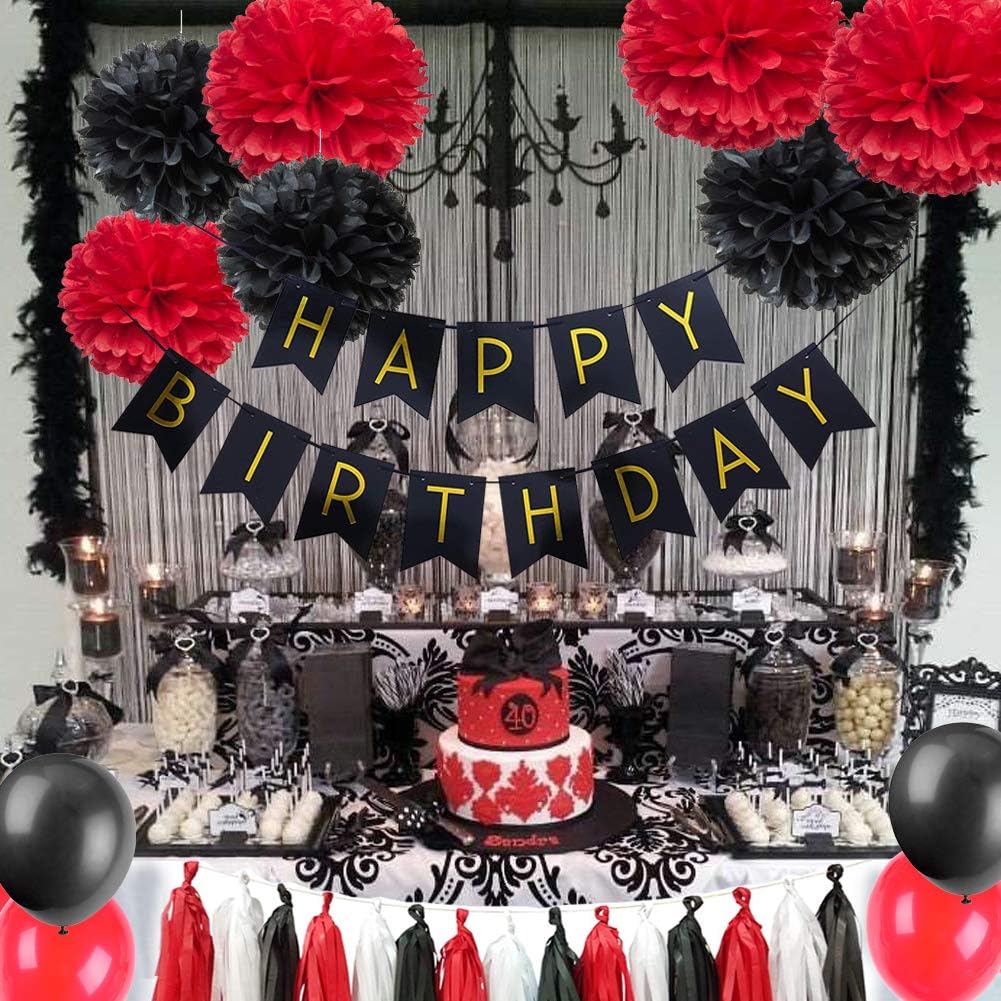 Amazon Com Rock And Roll Themed Birthday Party Decoration Rock Star Foil Swirl Happy Birthday Banner Tassel Paper Garlands Tissue Pom Poms Decor 40pcs Easy Joy Health Personal Care