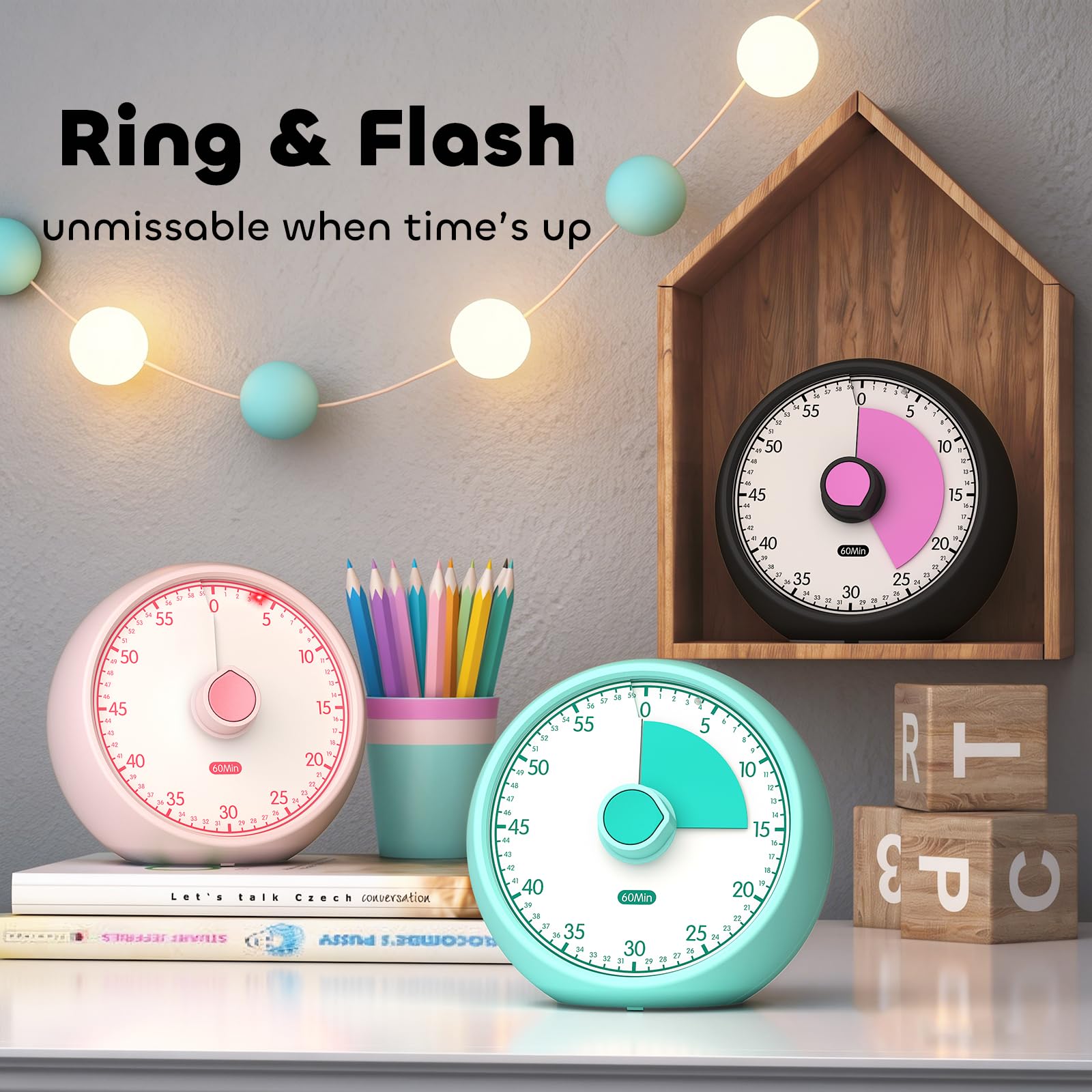 Visueller Timer für Kinder – 60-Minuten Countdown Kurzzeitwecker visuell – Zeitmanagement-Tool zur Förderung bei ADHS & Autismus Einschulung & für den Kindergarten (Grün) 4