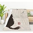 HGOD DESIGNS Cat Blanket, Super Soft Vintage Cat and Dragonfly Traditional Japanese Ink Painting Throw Blanket 40"x50" Blanket for Bed Couch Chair Fall Winter Camping Living Room Office