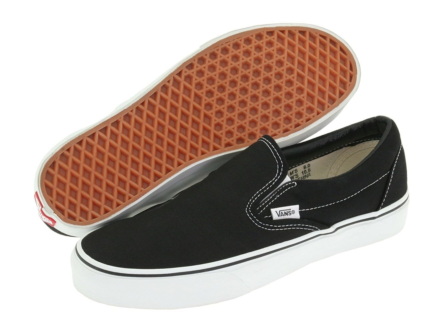 vans classic slip on black black womens trainers