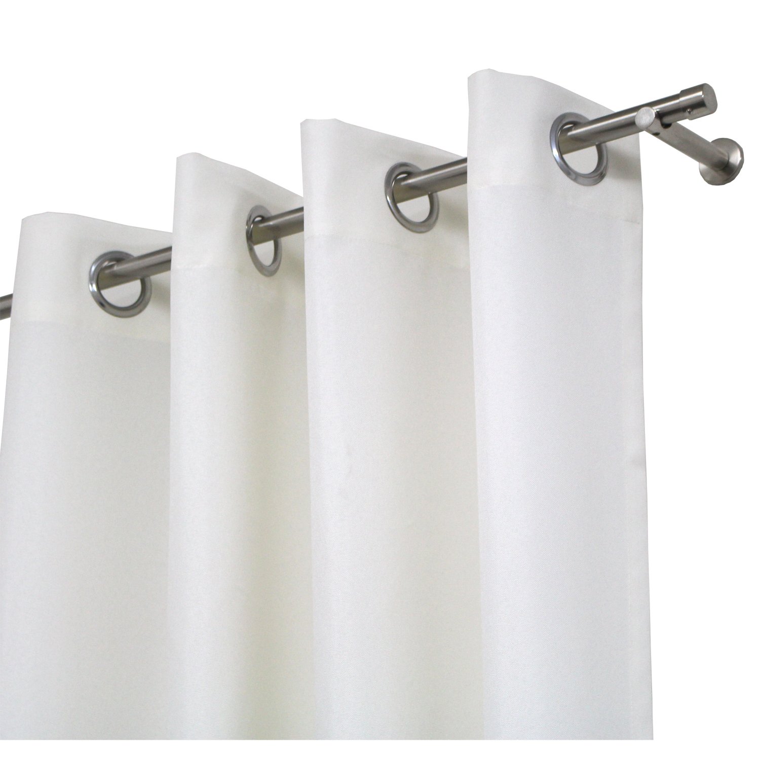 Silver Gardinen in Leinen-Optik Weiß mit verchromten Ösen, 145x240 cm