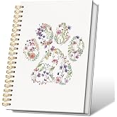VONTP Cute Dog Notebook Journal for Women, Gifts for Dog Lovers | Dog Paw Print Gifts, Pet Wildflower College Ruled Spiral Notebook, 5.5x8.3 Inch