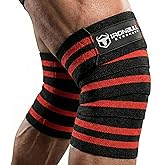 Knee Wraps for Weightlifting - 80" Elastic Knee Straps for Squats and Weight Lifting - Lifting Knee Wraps for Strength & Compression Wrap - Knee Support for Squatting, Powerlifting, Gym