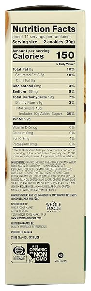 365 BY WHOLE FOODS MARKET, ORGANIC CHOCOLATE CHIP COOKIES, 12 OUNCE