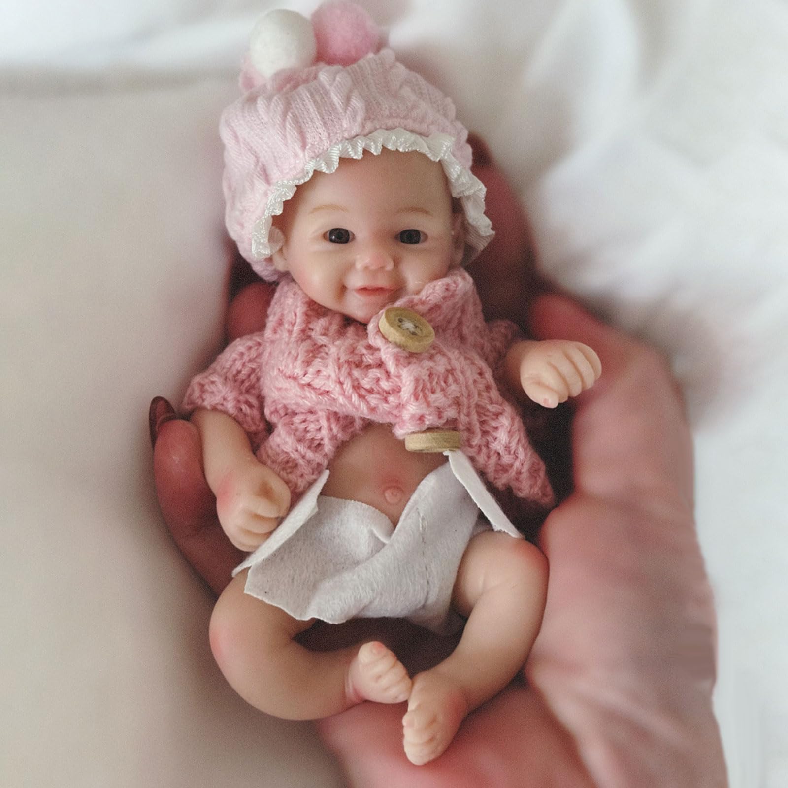Photo 1 of Gileutay 6 inch Soft Silicone Baby Doll Full Body Girl Real Life Tiny Silicone Baby Dolls Miniature Realistic Newborn Baby Dolls for Kids