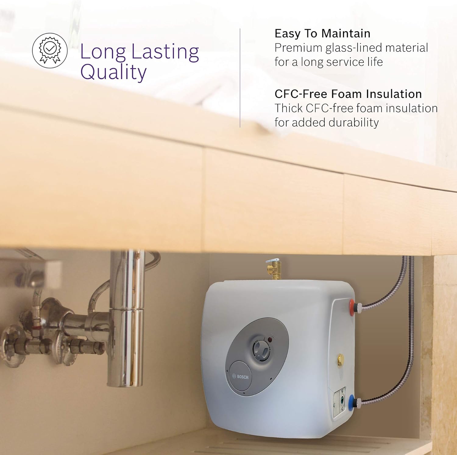 Bosch Electric Mini-Tank Water Heater Tronic 3000 T 7-Gallon (ES8) - Eliminate Time for Hot Water - Shelf, Wall or Floor Mounted - - 