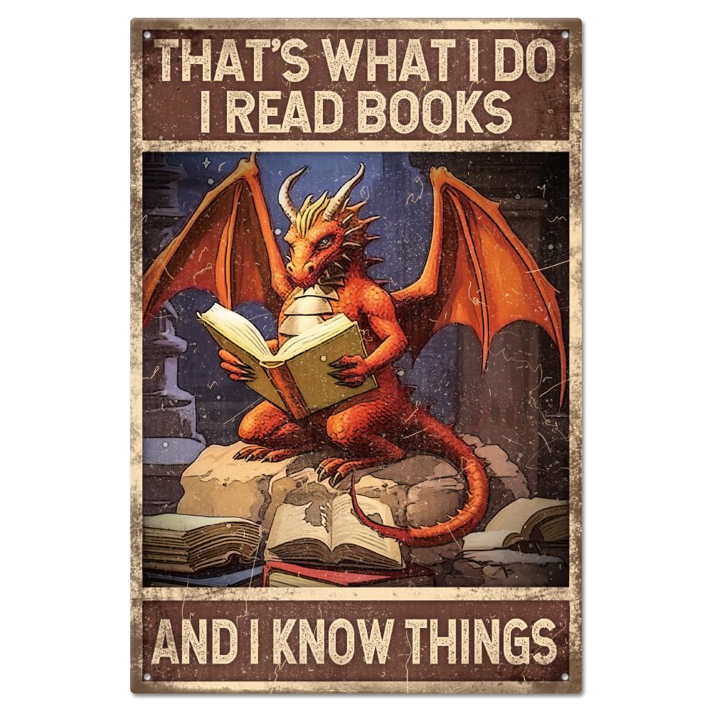 GLOBLELAND Retro Metal Dragon Wall Art Plaque 8x12inch for Home Bar Coffee Shop Club Decoration