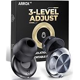 ARROX Adjustable Ear Plugs for Sleeping, 3 Noise Relief Modes (13-45 dB), Double-Layer Ultra-Soft Silicone Earplugs, Reusable Ear plugs for Concerts, Deep Focus, Side Sleepers &amp; Travel, 4 Size Eartips