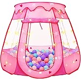 Pop Up Princess Tent with Star Light, Toys for 2 3 Year Old Girl Birthday Gift, Ball Pit for Baby with 1 Carrying Bag, Foldable Kids Play Tent for Toddlers, Two Year Old Girl Toy Indoor Outdoor
