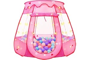 TooyBing Pop Up Princess Tent with Star Light, Toys for 1 2 3 Year Old Girl Birthday Gift, Ball Pit for Baby 12-18 Month, Foldable Kids Play Tent for Toddler 1-3, One Year Old Girl Toy Indoor Outdoor