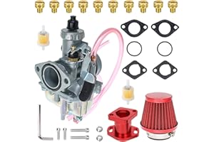 BANWAY 26mm VM22 Carburetor for Predator 212cc Honda GX160 GX200 196cc CT200U KT196 Moto Mini Bike and Go Kart 6.5HP Engine with 38mm Air Filter,Intake Manifold,Main Jets(Red)