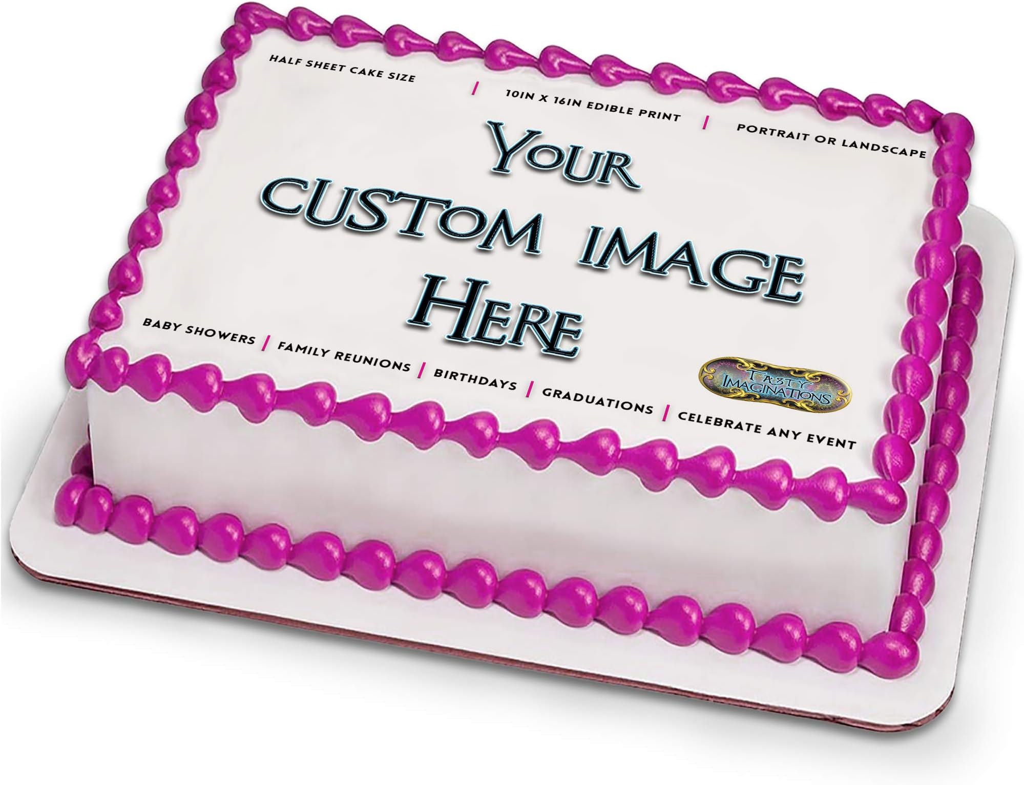 Custom Frosting Sheet for 1/2 Sheet Cake by Tasty Imaginations - Customized Cake Topper