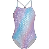 Balkorith Girls Swimsuit One Piece Bathing Suit with Adjustable Straps Quick Dry Beach Swimming Suits Swimwear 4-10 Years