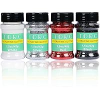 TORC 6 oz White Silver Red Black Fine Glitter Set for Christmas Resin Crafts Art Tumblers Cosmetic Nail