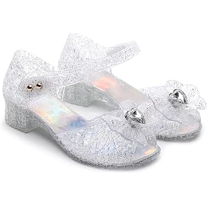 JIOMIJIOMI Princess Sandals for Toddler Costumes Jelly Shoes Girls Dress Flats Mary Jane Cosplay Birthday Party Frozen Inspir