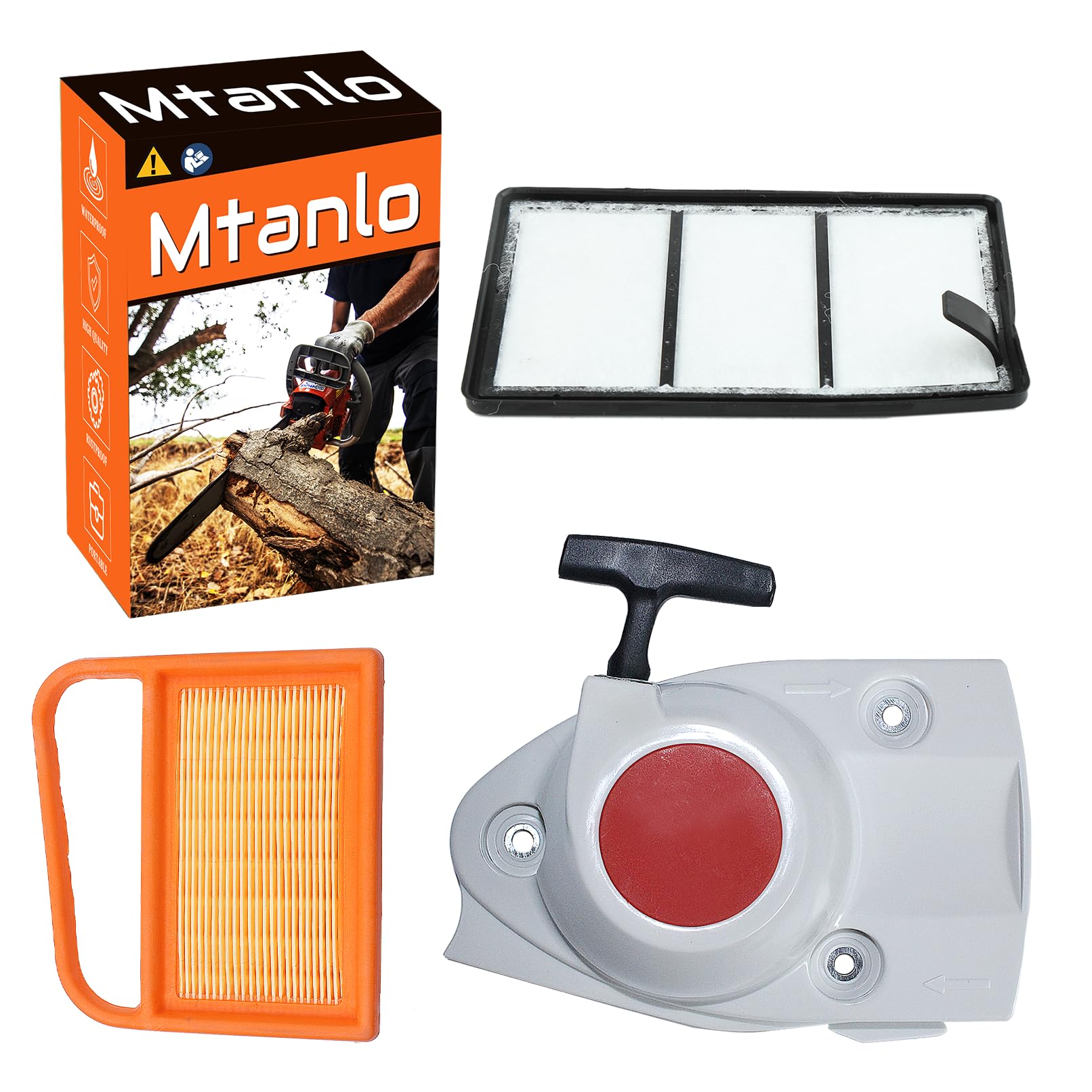 Mtanlo Recoil Starter Assembly for Stihl TS410 TS420 TS480i TS500i TS 410 420 Chainsaw Saw 4238-190-0300 4238-190-03014238-190-0404, Recoil Pull Starter with Air Filter