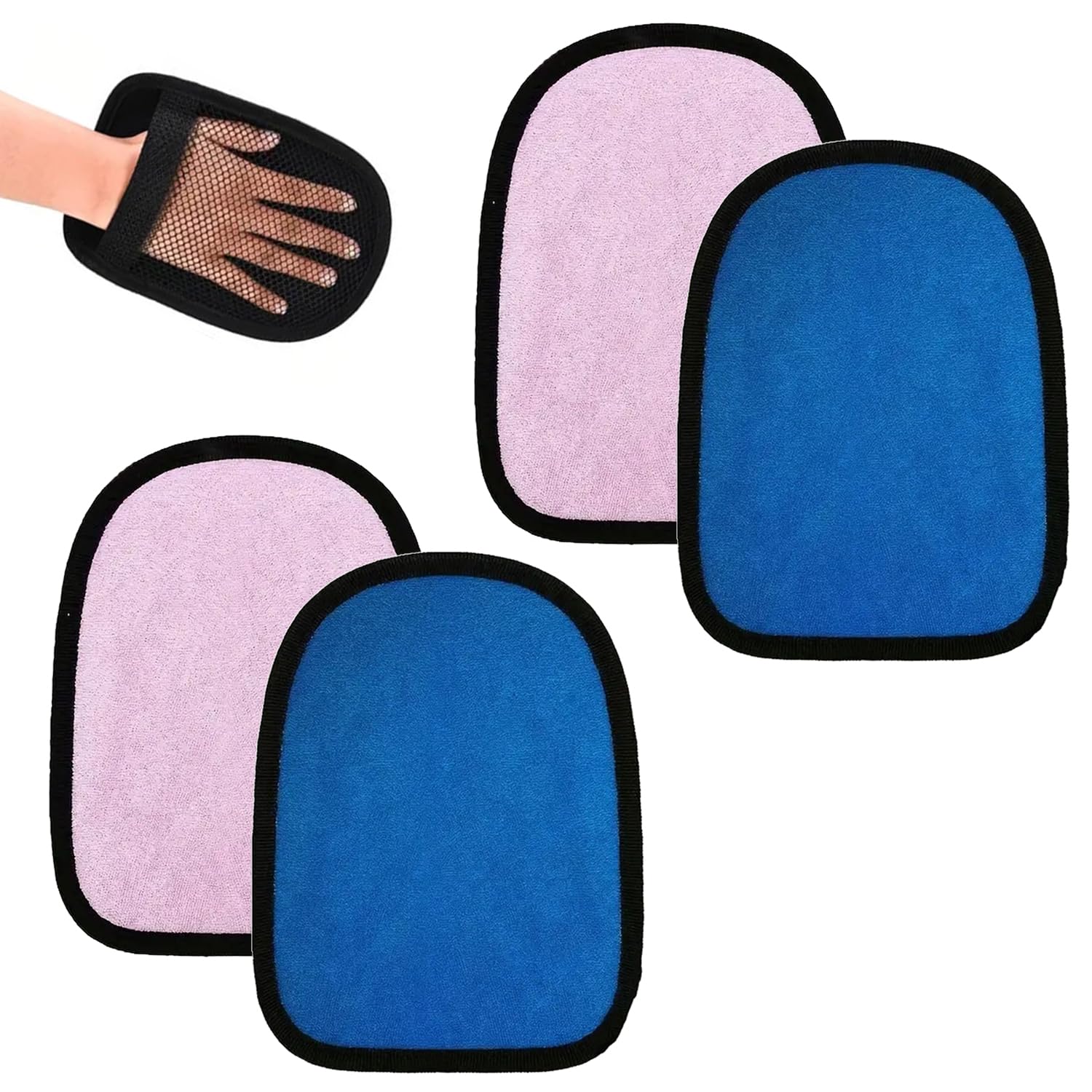 SYEYCW 4 Pcs Sand Remover for Beach, Reusable Sand Mitt for Beach, Remover Mitt for Children, Adults, Clean Body Wipe Gloves, Accessories for Holiday Essentials, for Vacation, Garden, Camping