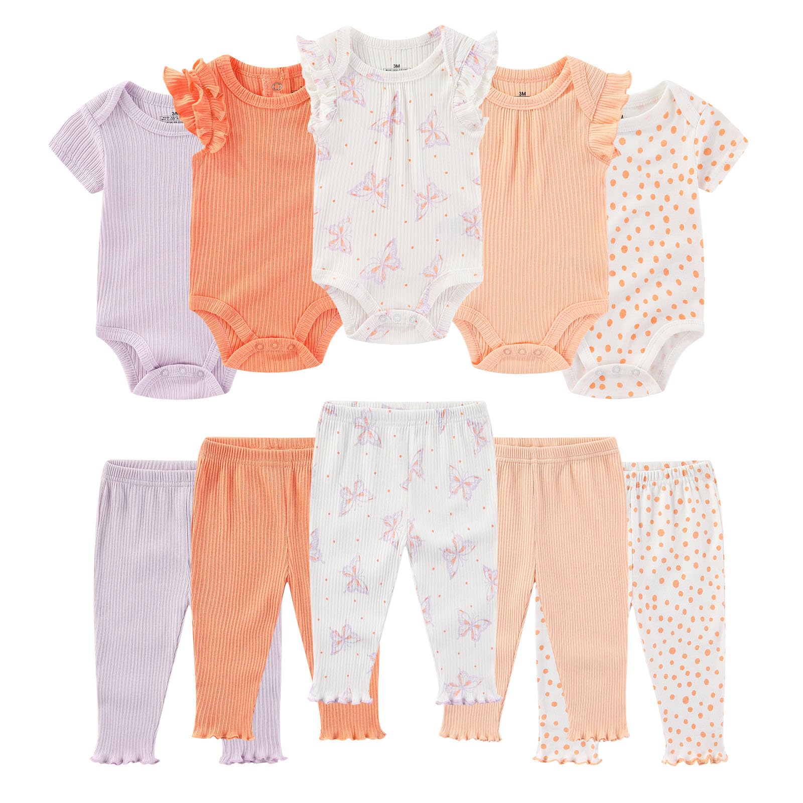 Photo 1 of Ruliby Baby Girl Bodysuit and Pant Set Summer Soft Newborn Clothes Outfits 9-12 month