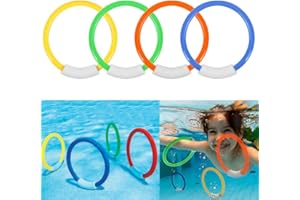 YTUOMZI Dive Rings Swimming Pool Toy Rings 4 PCS Plastic Diving Ring Colorful Sinking Pool Rings Underwater Fun Toys For Kids Dive Training Dive & Retrieve