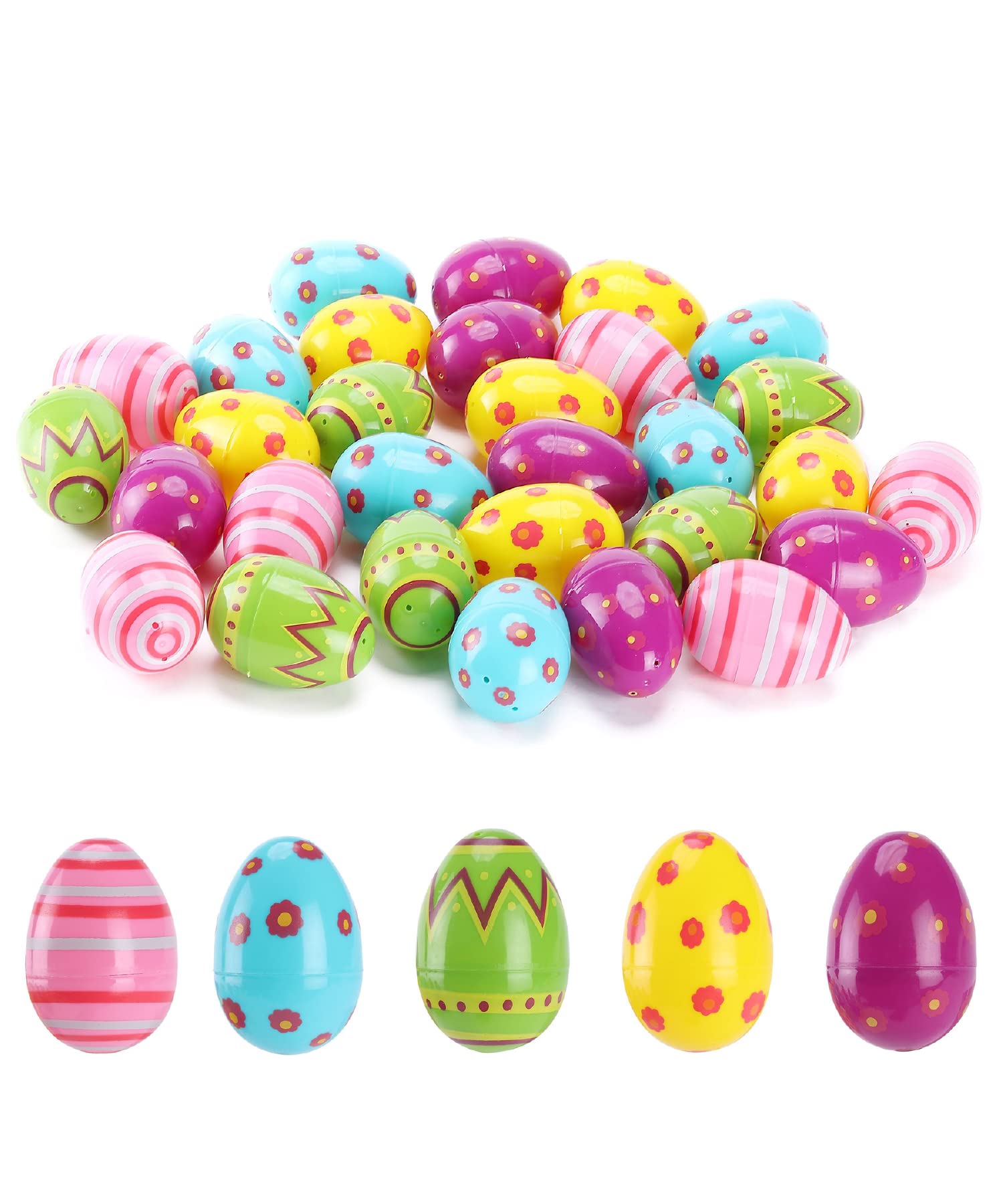 Mr. Pen- Printed Plastic Easter Eggs, 3 Inch, 30 Pack, Bulk Fillable Eggs for Easter Hunt Decor, Party Favor, Basket Stuffers, Classroom Prize, Supplies, Adult & Kid Party Toys for Gift