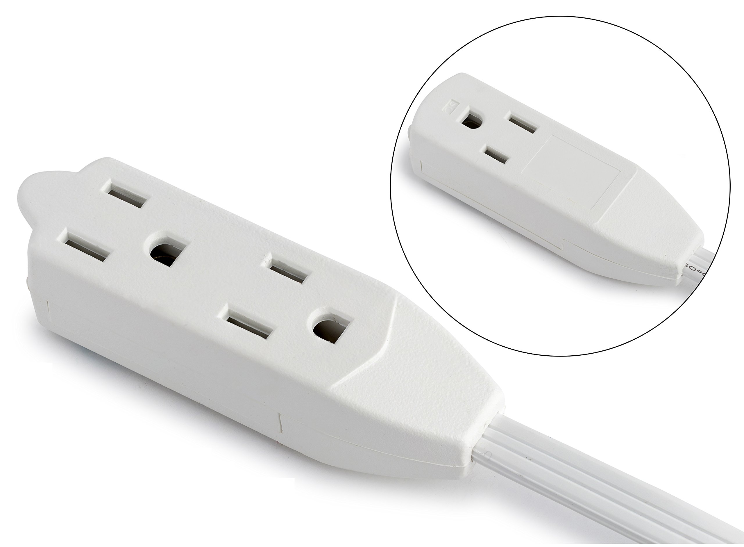 Maximm Cable 3 Ft 360° Rotating Flat Plug Extension Cord / Wire, 16 AWG