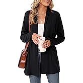 Micoson Women's Long Sleeve Open Front Cardigan Casual Loose Lightweight Cardigans with Pockets