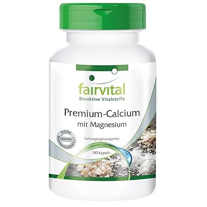 Premium-Calcium mit Magnesium - GROSSPACKUNG HOCHDOSIERT - 180 Kapseln - mit Austernschalenpulver