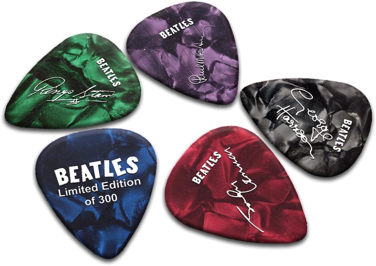 Beatles 5 X Double Sided Guitar Picks Ltd 300 (White on Pearl) Amazon