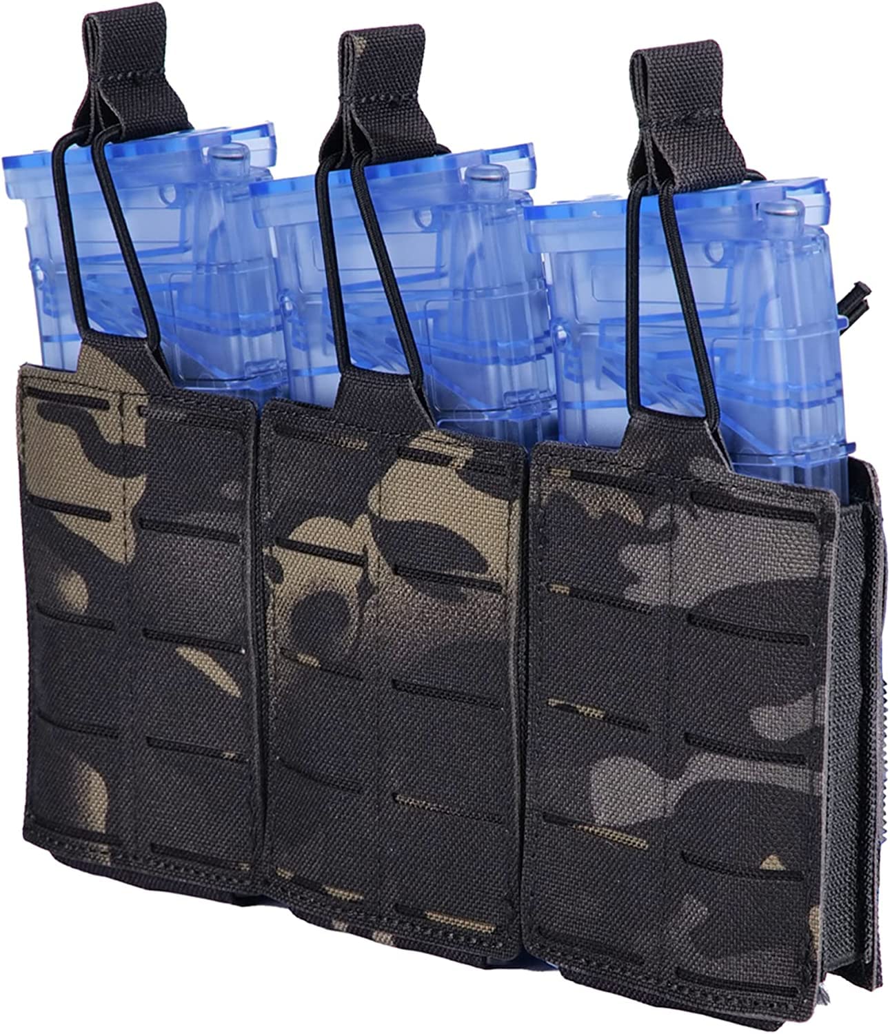 EMERSONGEARS Tactical Mag Pouch for Rifle Laser Cutting Molle Triple Open Top Magazine Holster for Tactical Bag Accessories Holder
