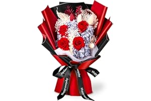 MUVEKA Preserved Flower Bouquet, Forever Red Rose Bouquet for Her, Eternal Flowers for Delivery Prime Gifts, Natural Real Red Rose Bouquet for Women Girlfriend Mother Grandma