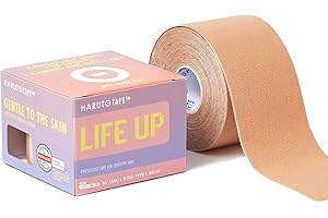 Haruto Life UP Extra Sensitive Kinesiology Tape for Daily Use, Dermatologically Tested Latex Free for Ultra Sensitive Skin, Injury, Pregnant Women, Office Worker, Children (Roll Type, Beige)