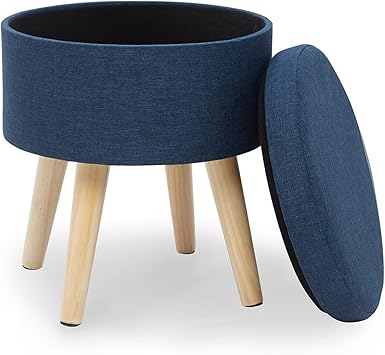 Suhu Taburete De Almacenamiento Banco Puff Asiento Lino Baul Puf