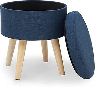 Suhu Taburete De Almacenamiento Banco Puff Asiento Lino Baul Puf