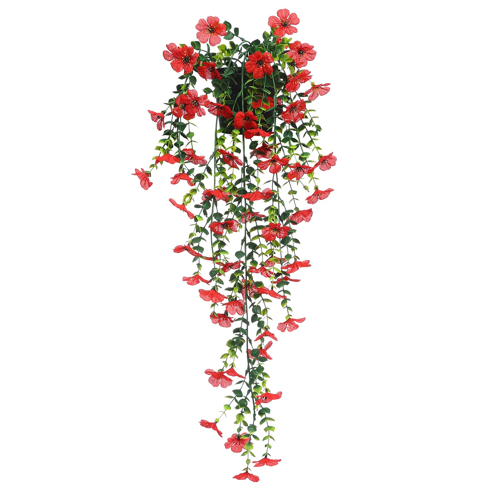 Photo 1 of FAVOWREATH Fake Plants Hanging Artificial Potted Faux Eucalyptus Plants and Flowers for Modern Boho Farmhouse Bathroom Office Desk Wall Book Shelf Living Room Aesthetic Decor Indoor (Red)