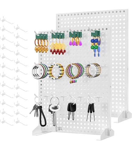 2-Pack Metal Pegboard Display Racks With 24 Hooks - 17" X 13", Craft Show & Retail Merchandise Stand For Tabletop