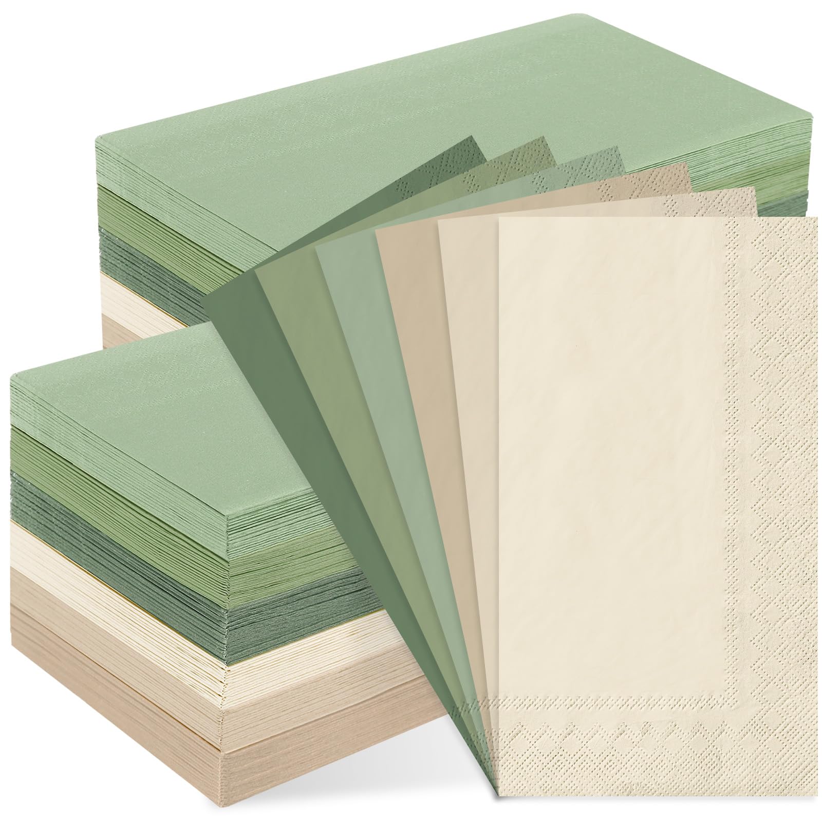 Photo 1 of Whaline 120Pcs Sage Green Guest Napkin Nude Sage Green Color Disposable Paper Pack Wedding Dinner Hand Napkin Towel for Wedding Birthday Bride Shower Party Supplies