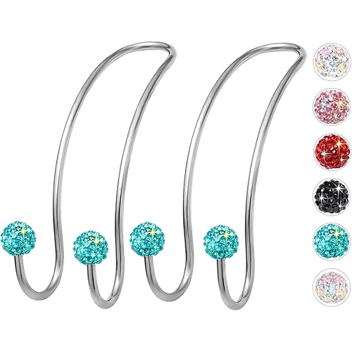 Bling Car Seat Hooks, MTGOCHA Universal Car BackSeat Headrest Hangers Rhinestones Car Hangers Organizer Durable Backseat Auto Hooks for Handbag Purse Clothes Hat Grocery 2Pack - Lake Blue
