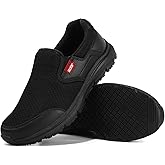 Jacata Non Slip Black Work Shoes for Women Food Service Womens Water Slip Resistant Leather Slip on Chef Walking Shoes for Restaurant Kitchen Sneakers