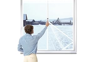 DXMIMER Window Insulation Kit Reusable Window Plastic for Patio Winterizing Thicken Warm Winter Waterproof Attic Insulation Cover (Transparent, 47*60in)